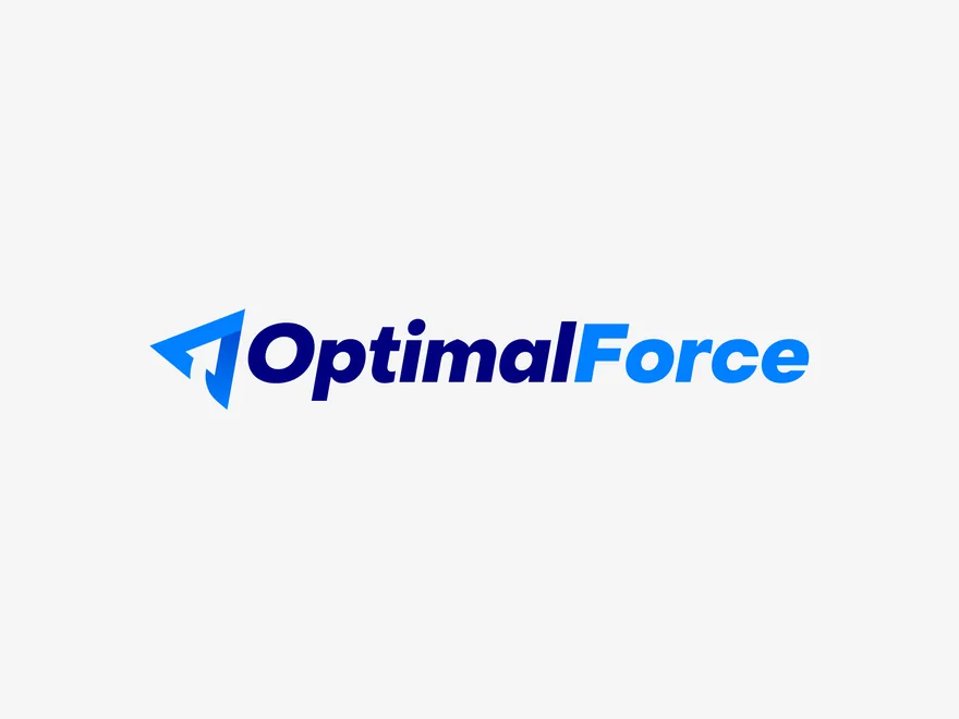 The OptimalForce logo: a blue arrow mark and wordmark, on white.