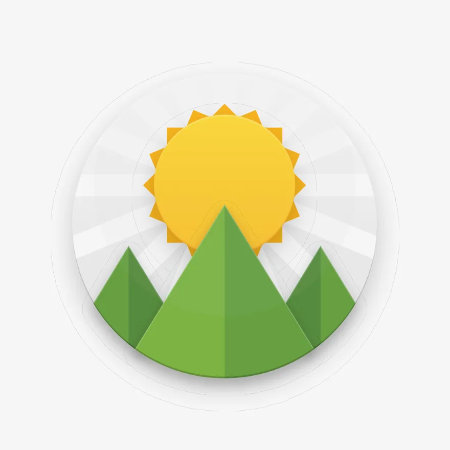 The Sunrise logo: a round badge with a yellow sun rising behind green mountains, on white.
