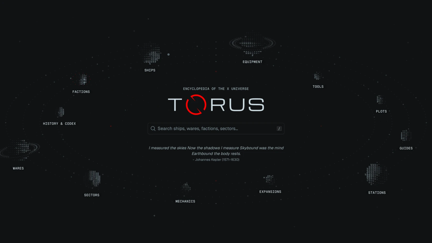 The Torus home page: the encyclopedia's search, its categories around it.